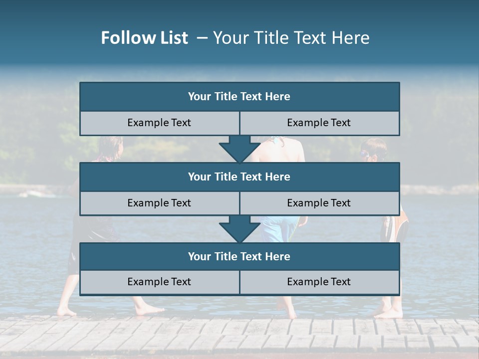 Candid Portrait Of Group Of Children At Lakeside PowerPoint Template