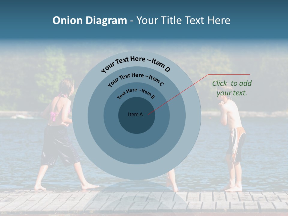 Candid Portrait Of Group Of Children At Lakeside PowerPoint Template