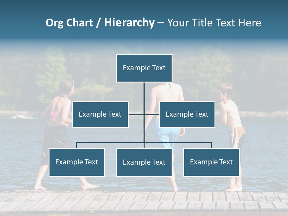 Candid Portrait Of Group Of Children At Lakeside PowerPoint Template