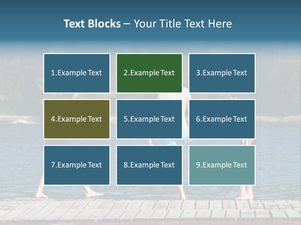 Candid Portrait Of Group Of Children At Lakeside PowerPoint Template