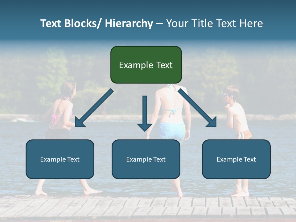 Candid Portrait Of Group Of Children At Lakeside PowerPoint Template