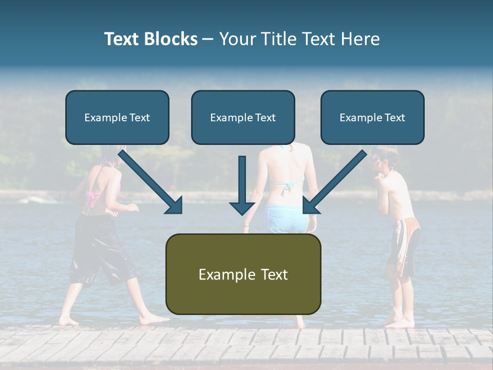 Candid Portrait Of Group Of Children At Lakeside PowerPoint Template