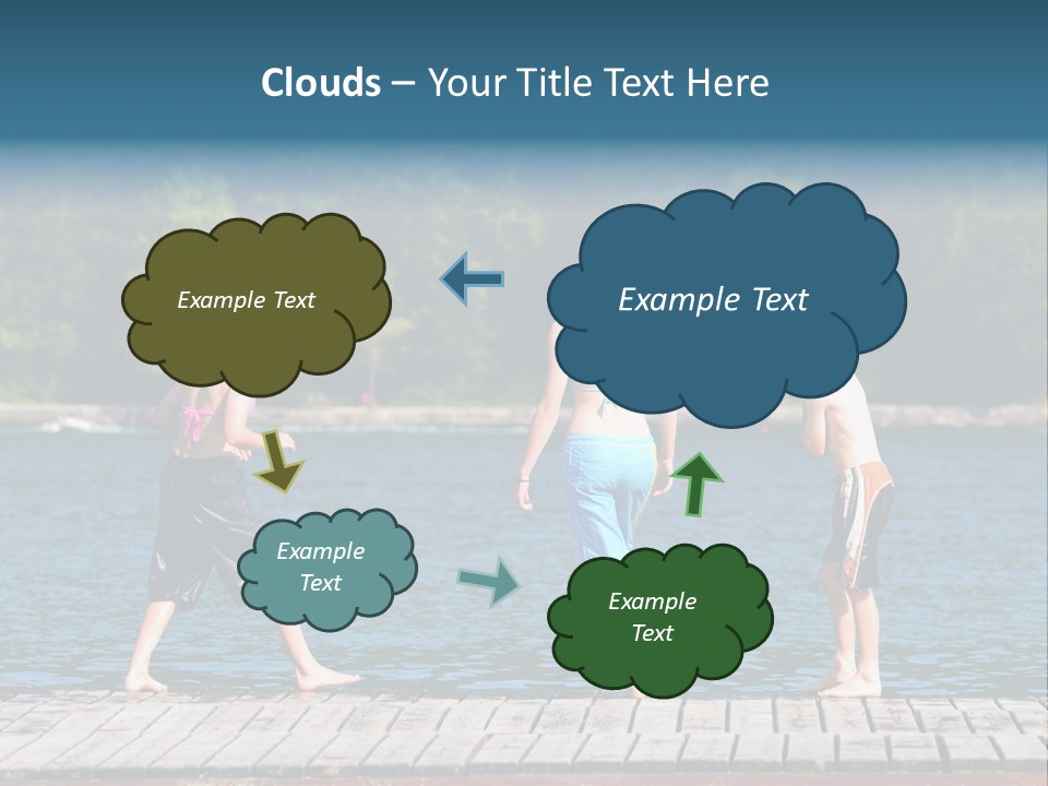 Candid Portrait Of Group Of Children At Lakeside PowerPoint Template