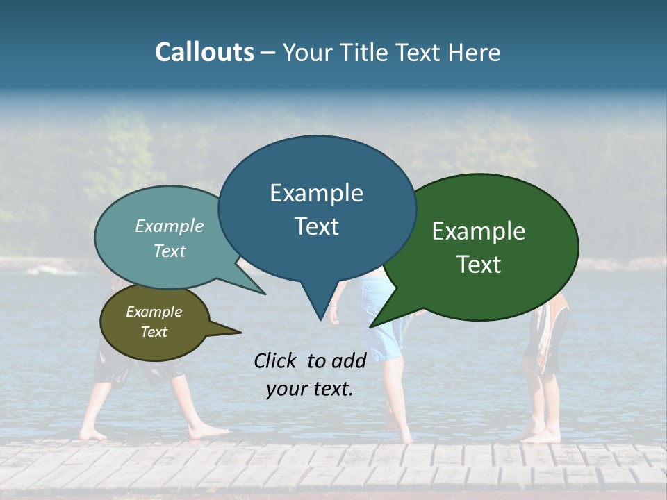 Candid Portrait Of Group Of Children At Lakeside PowerPoint Template