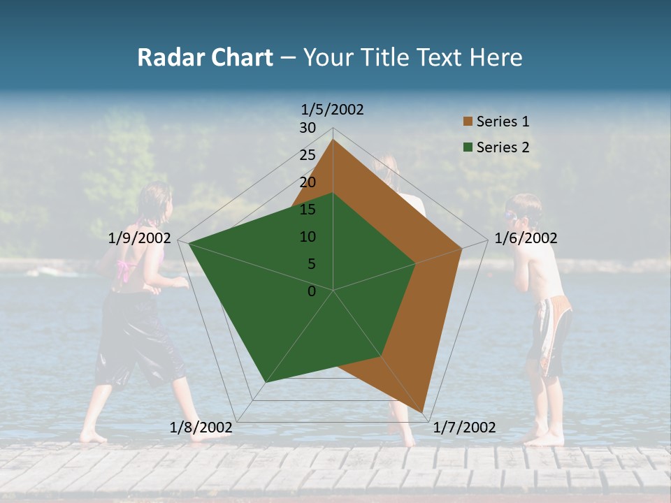 Candid Portrait Of Group Of Children At Lakeside PowerPoint Template