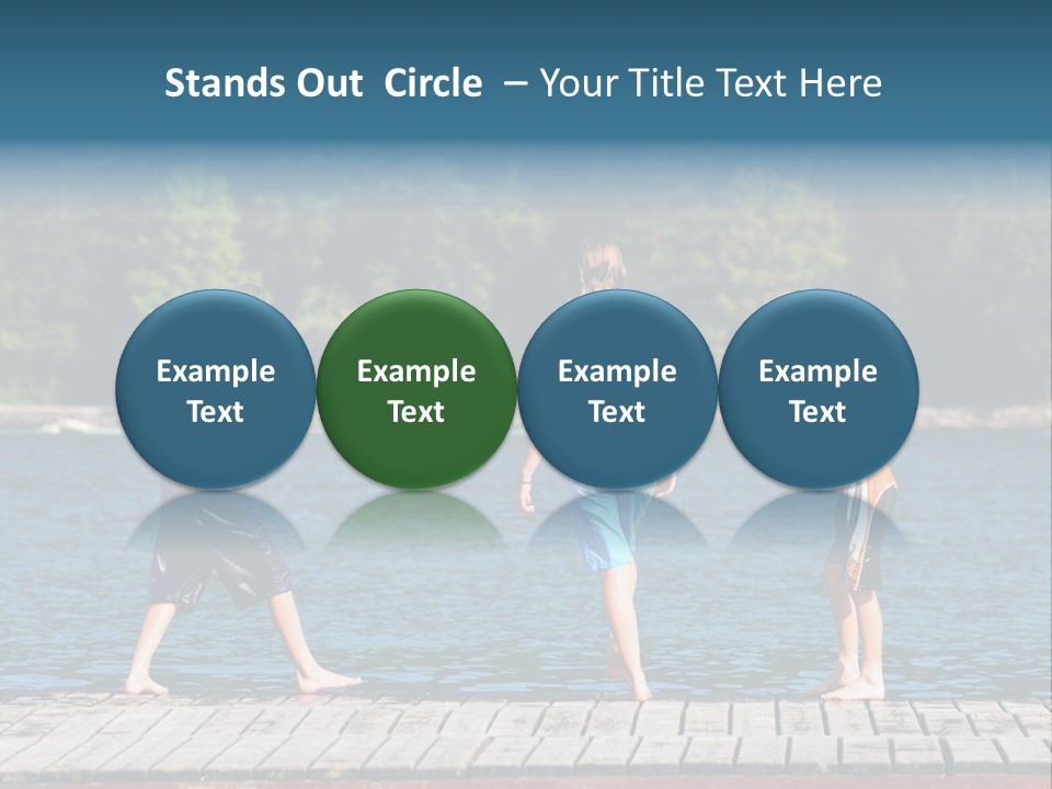 Candid Portrait Of Group Of Children At Lakeside PowerPoint Template