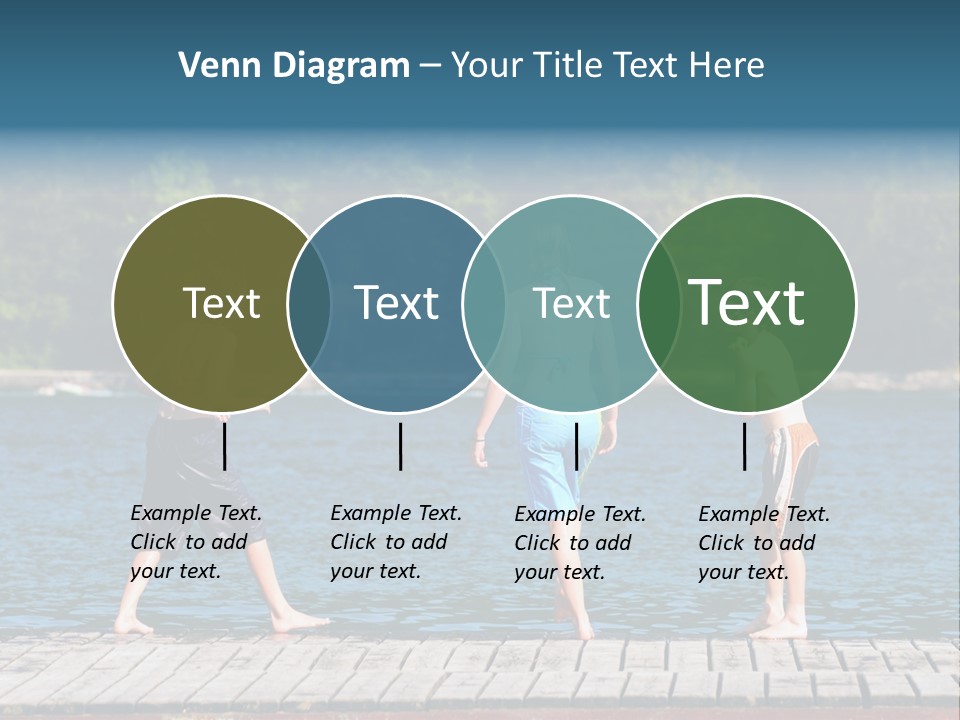 Candid Portrait Of Group Of Children At Lakeside PowerPoint Template