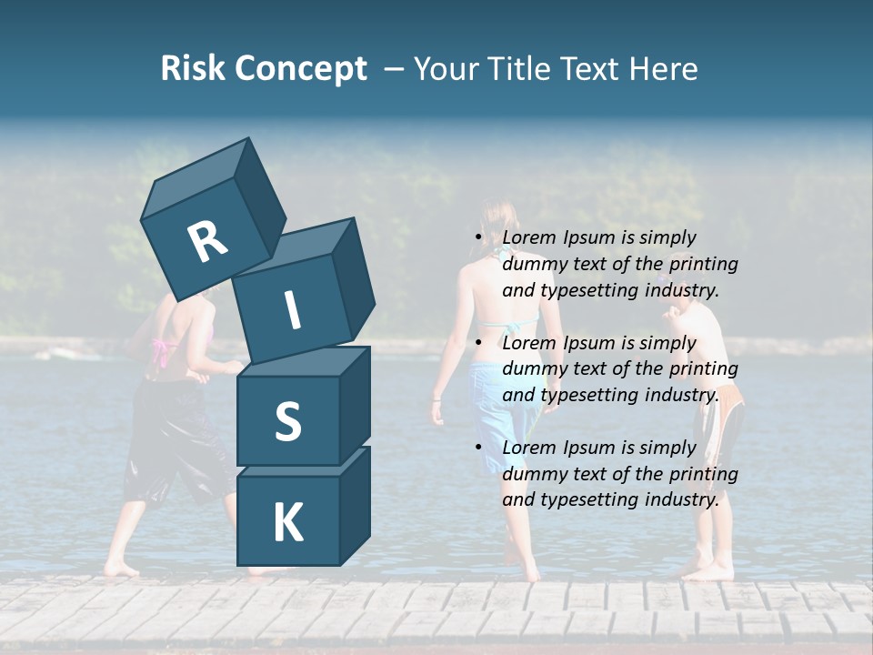 Candid Portrait Of Group Of Children At Lakeside PowerPoint Template