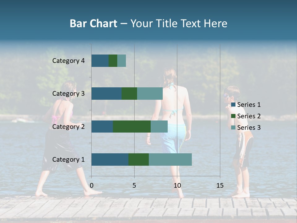 Candid Portrait Of Group Of Children At Lakeside PowerPoint Template