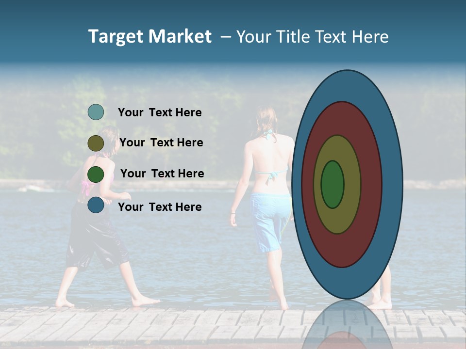 Candid Portrait Of Group Of Children At Lakeside PowerPoint Template