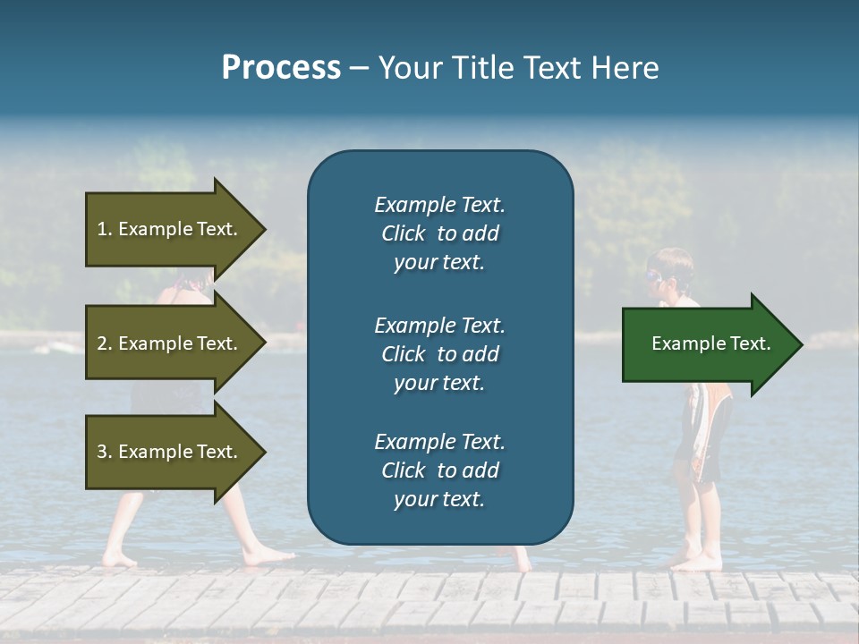 Candid Portrait Of Group Of Children At Lakeside PowerPoint Template