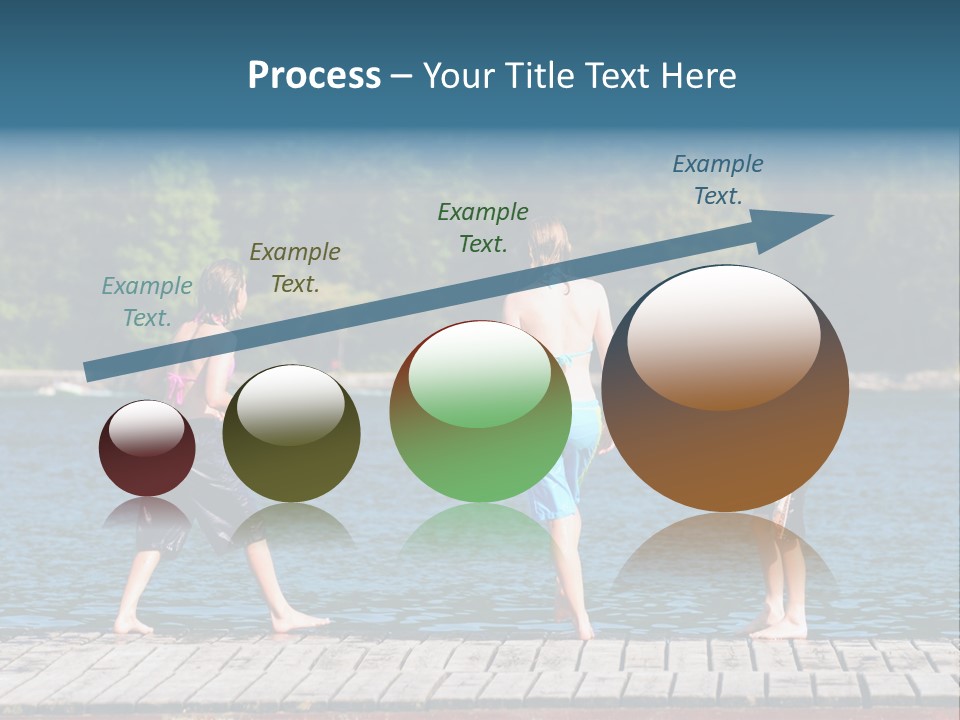 Candid Portrait Of Group Of Children At Lakeside PowerPoint Template