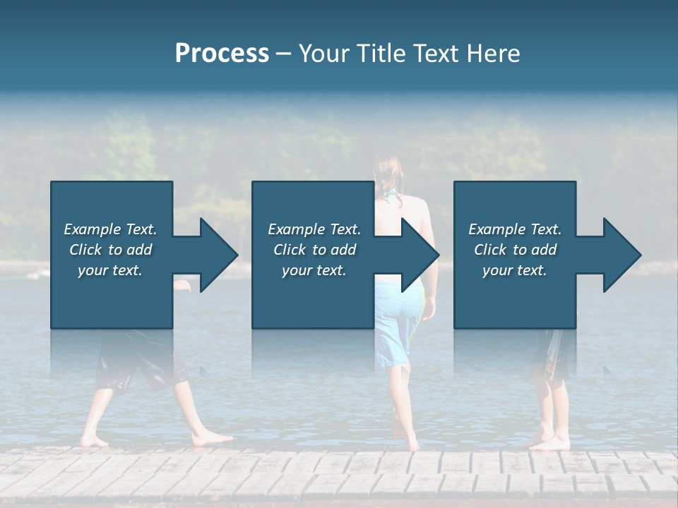 Candid Portrait Of Group Of Children At Lakeside PowerPoint Template