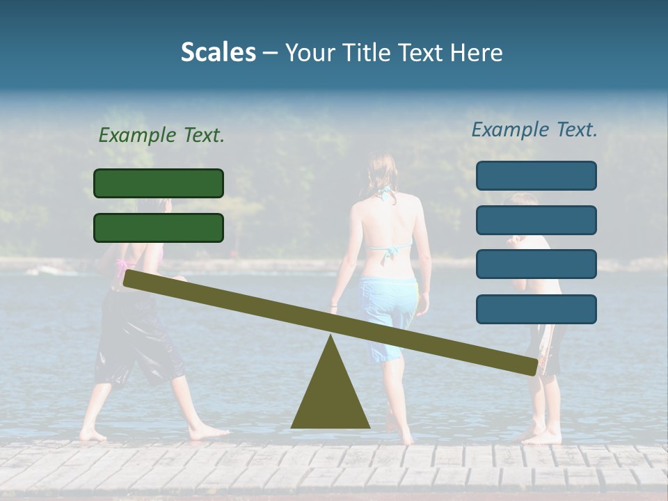 Candid Portrait Of Group Of Children At Lakeside PowerPoint Template
