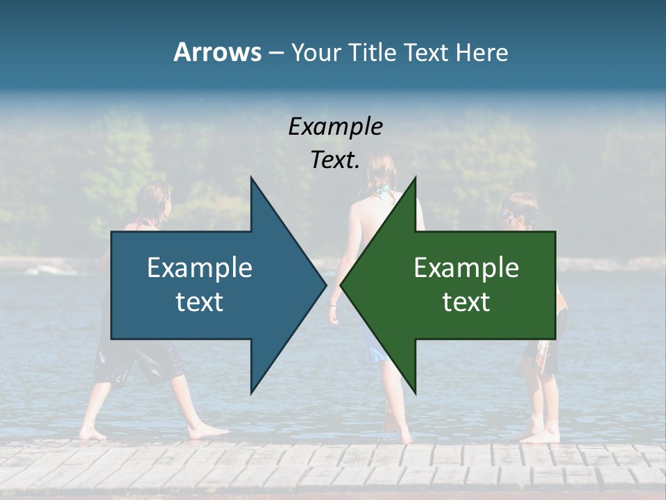 Candid Portrait Of Group Of Children At Lakeside PowerPoint Template