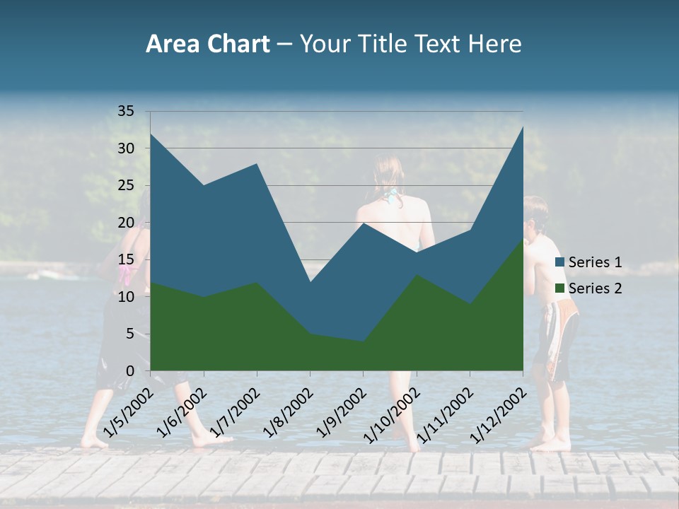 Candid Portrait Of Group Of Children At Lakeside PowerPoint Template