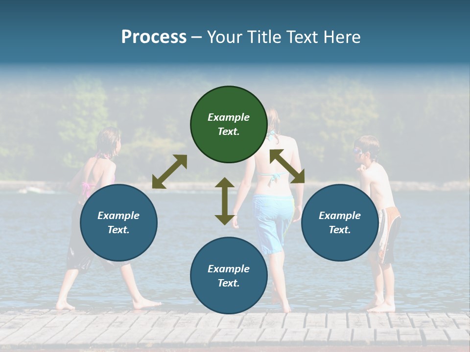 Candid Portrait Of Group Of Children At Lakeside PowerPoint Template