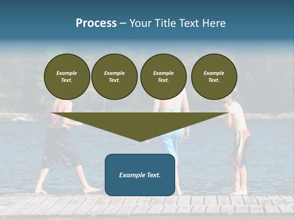 Candid Portrait Of Group Of Children At Lakeside PowerPoint Template