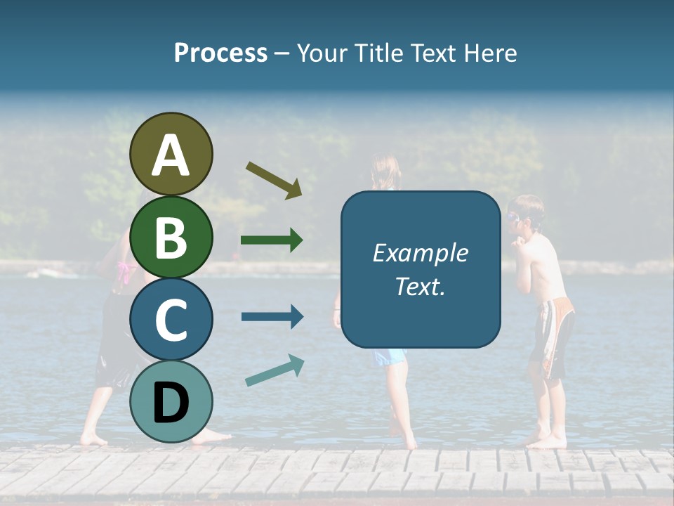 Candid Portrait Of Group Of Children At Lakeside PowerPoint Template