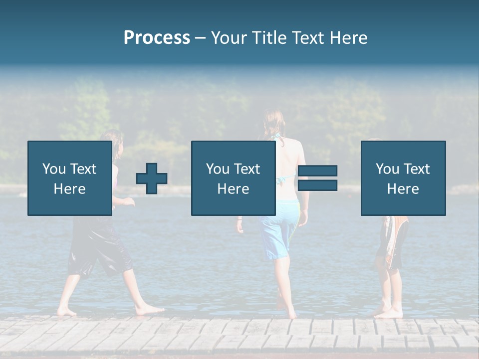 Candid Portrait Of Group Of Children At Lakeside PowerPoint Template