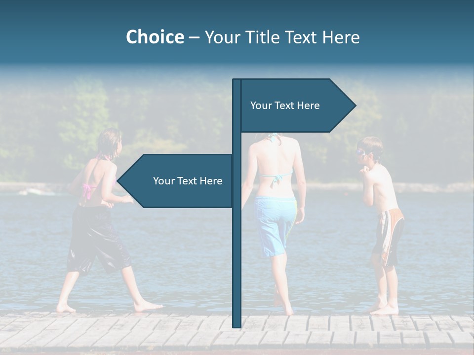 Candid Portrait Of Group Of Children At Lakeside PowerPoint Template