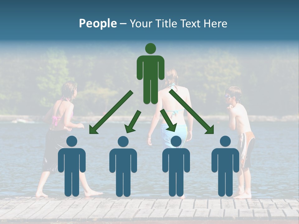 Candid Portrait Of Group Of Children At Lakeside PowerPoint Template