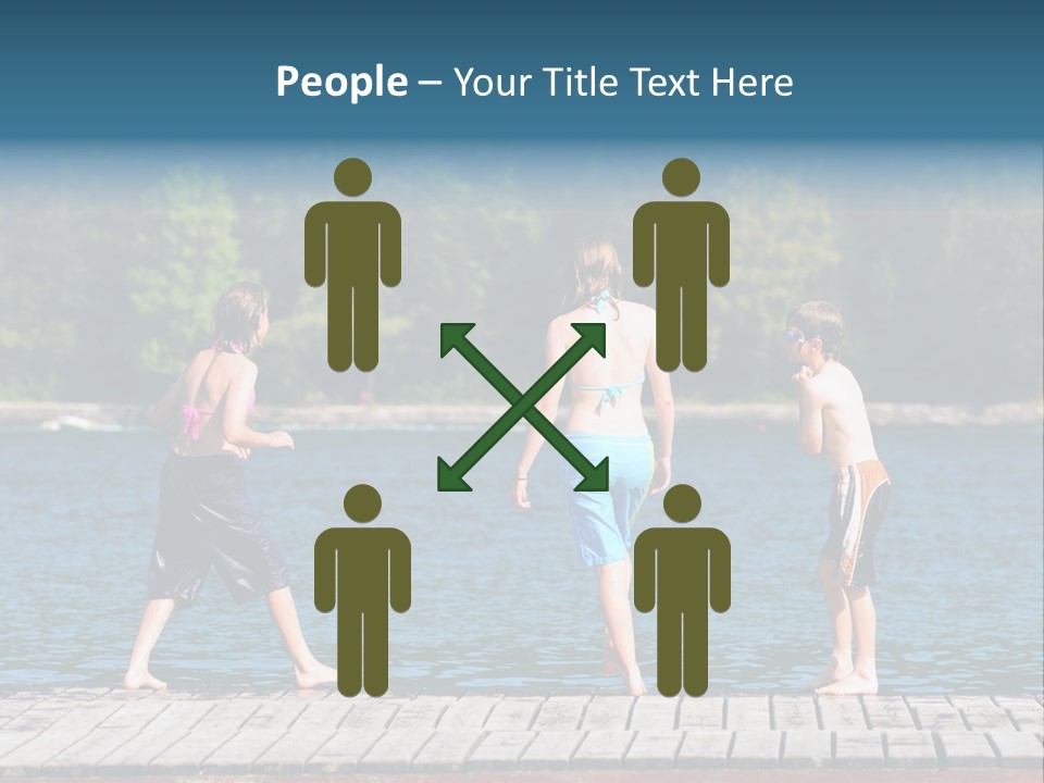 Candid Portrait Of Group Of Children At Lakeside PowerPoint Template