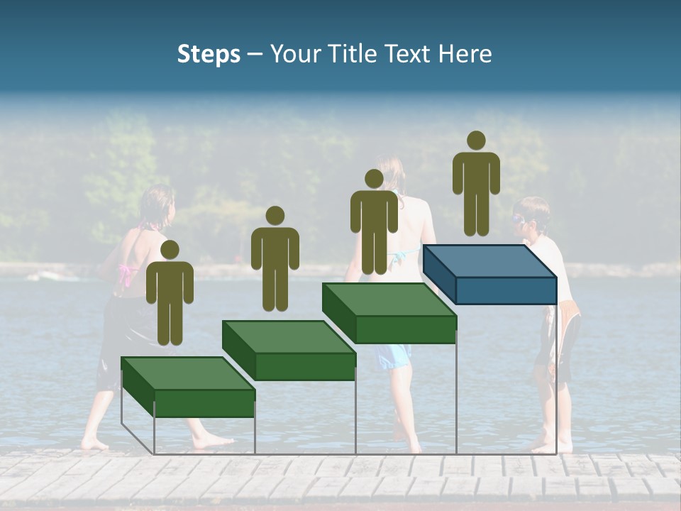 Candid Portrait Of Group Of Children At Lakeside PowerPoint Template