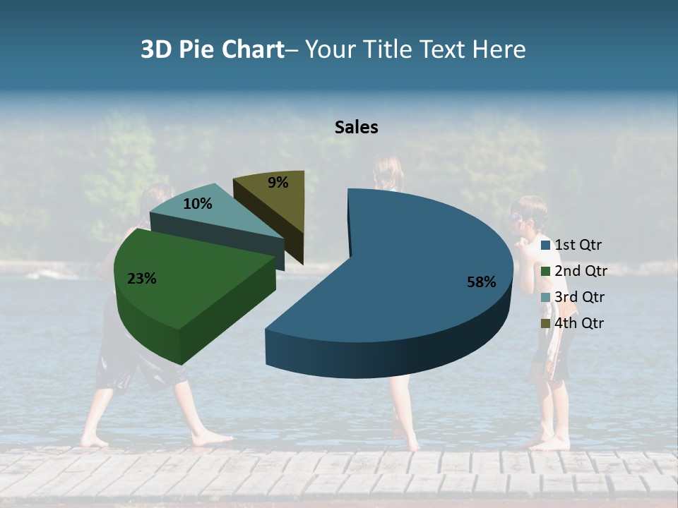 Candid Portrait Of Group Of Children At Lakeside PowerPoint Template