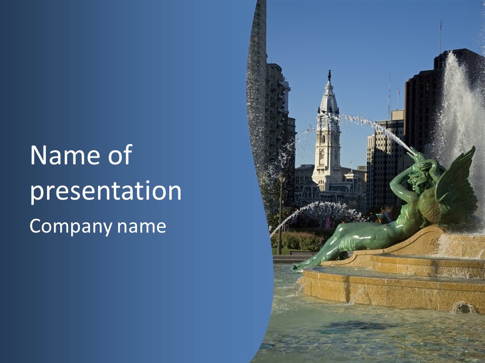 View Of City Hall From The Logan Square Fountain In Philadelphia PowerPoint Template