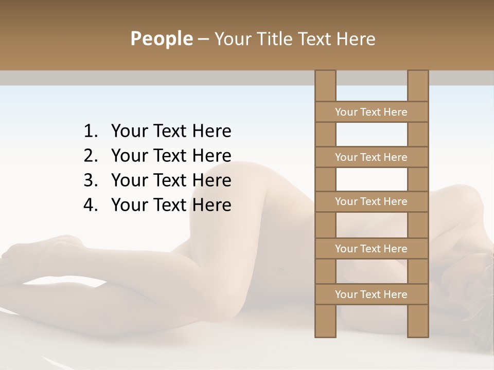 Cute Girl Laying Down In Beauty Pose With Naked Body PowerPoint Template