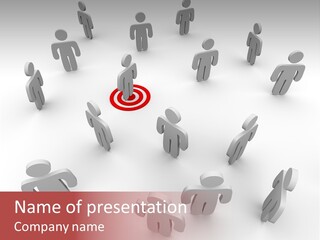 A Group Of People Standing In Front Of A Red Target PowerPoint Template