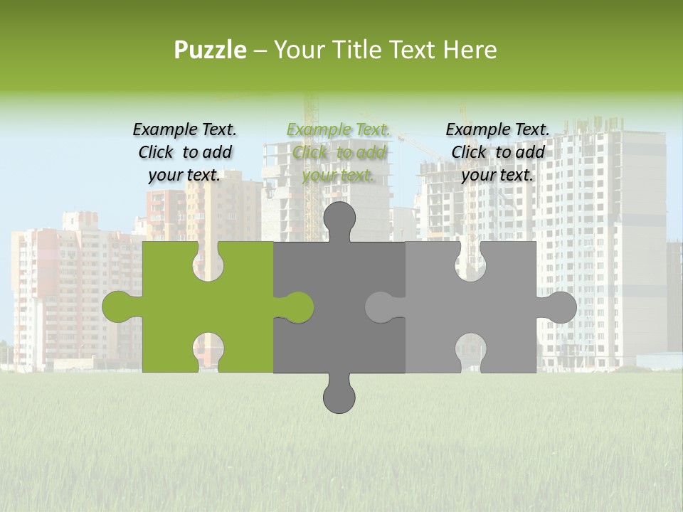 Residential Buildings, Some Of Them Under Construction, With Beautiful Green Field Foreground PowerPoint Template