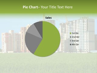 Residential Buildings, Some Of Them Under Construction, With Beautiful Green Field Foreground PowerPoint Template