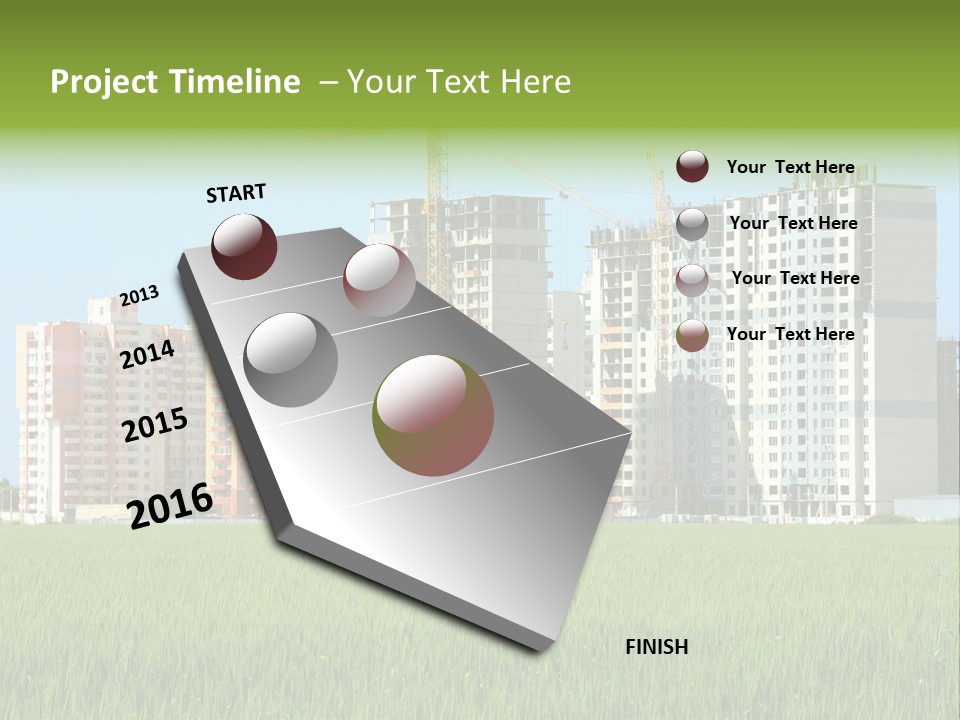 Residential Buildings, Some Of Them Under Construction, With Beautiful Green Field Foreground PowerPoint Template