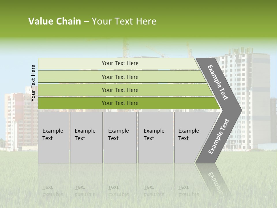 Residential Buildings, Some Of Them Under Construction, With Beautiful Green Field Foreground PowerPoint Template