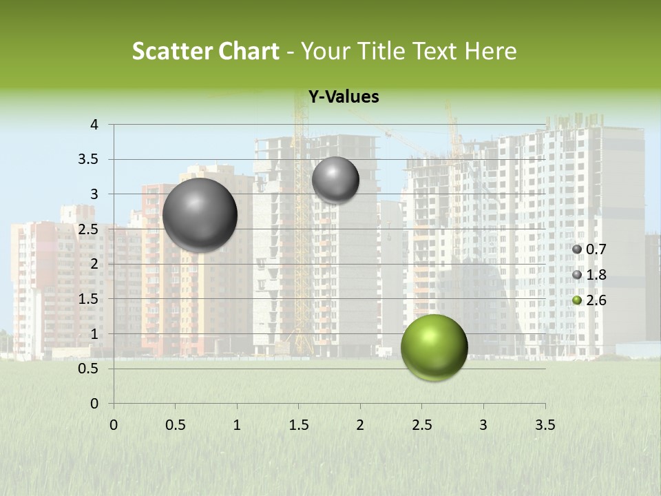 Residential Buildings, Some Of Them Under Construction, With Beautiful Green Field Foreground PowerPoint Template