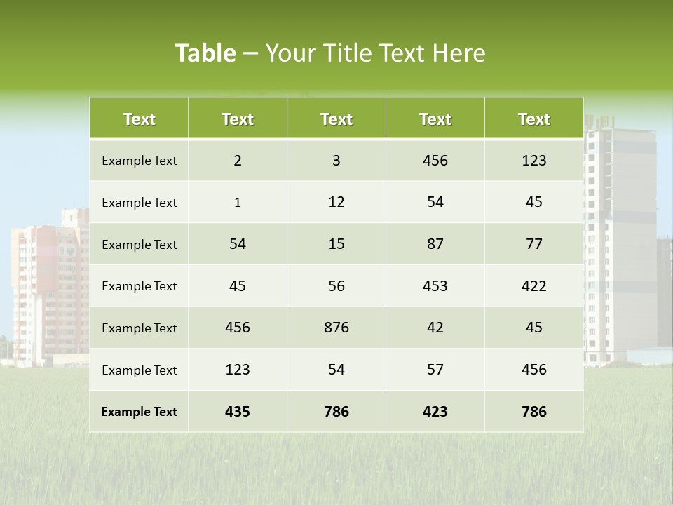 Residential Buildings, Some Of Them Under Construction, With Beautiful Green Field Foreground PowerPoint Template