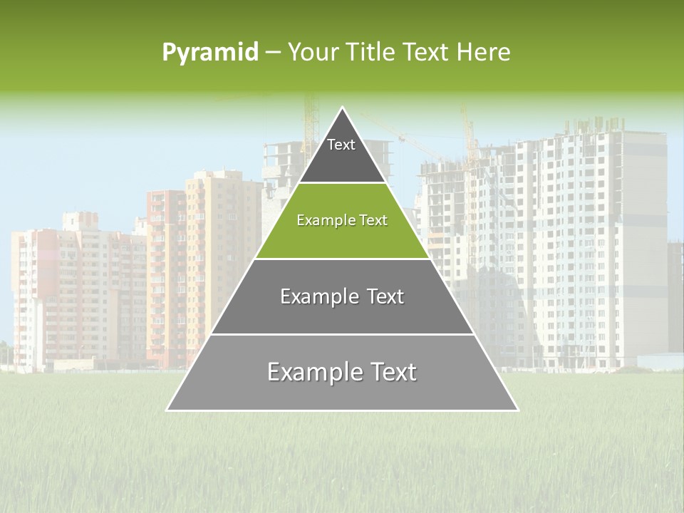 Residential Buildings, Some Of Them Under Construction, With Beautiful Green Field Foreground PowerPoint Template