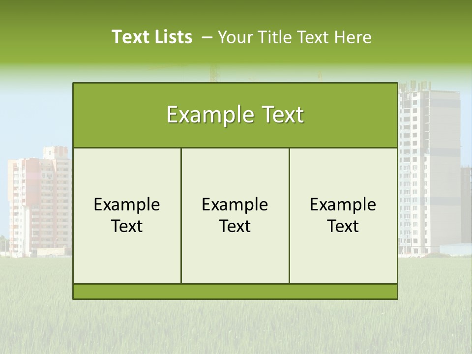 Residential Buildings, Some Of Them Under Construction, With Beautiful Green Field Foreground PowerPoint Template