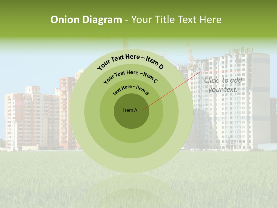 Residential Buildings, Some Of Them Under Construction, With Beautiful Green Field Foreground PowerPoint Template