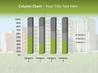 Residential Buildings, Some Of Them Under Construction, With Beautiful Green Field Foreground PowerPoint Template