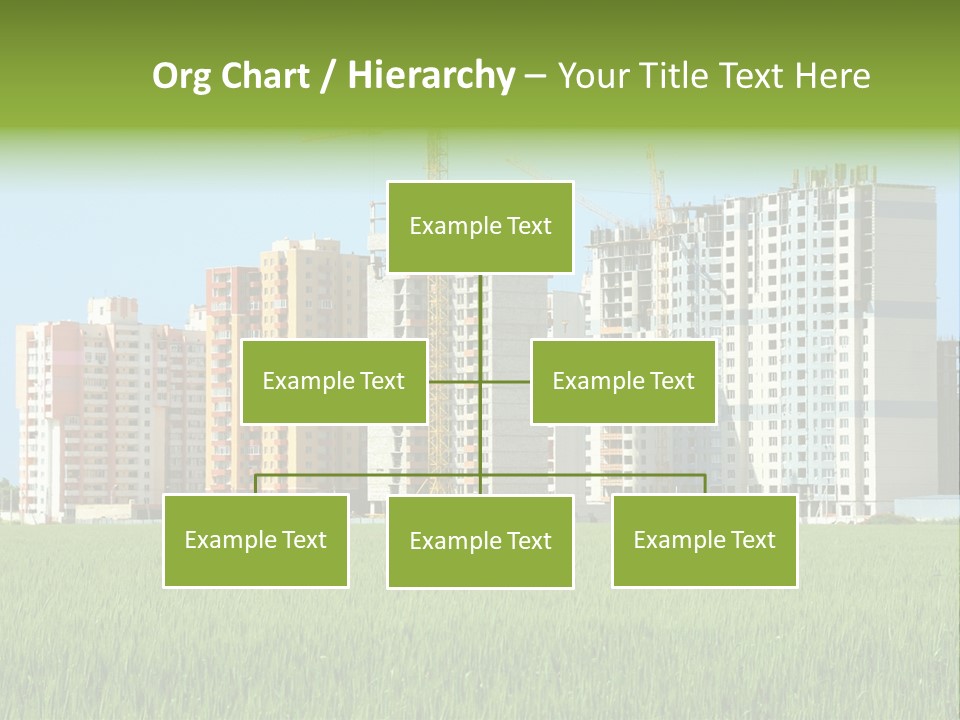 Residential Buildings, Some Of Them Under Construction, With Beautiful Green Field Foreground PowerPoint Template