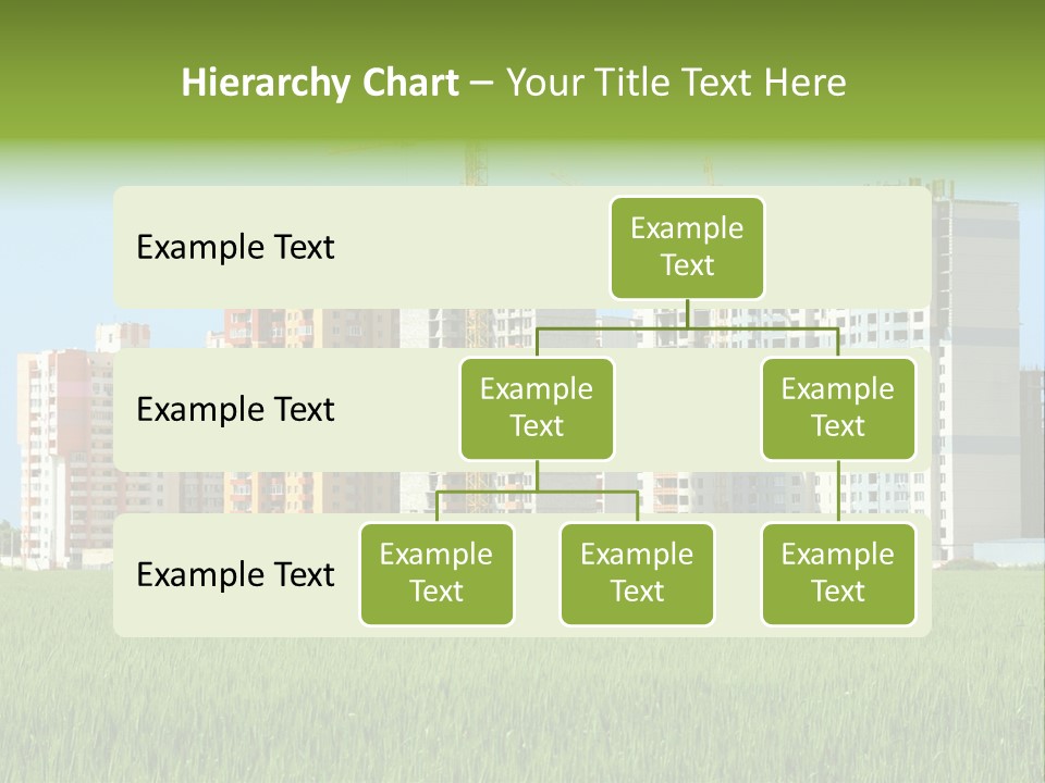 Residential Buildings, Some Of Them Under Construction, With Beautiful Green Field Foreground PowerPoint Template