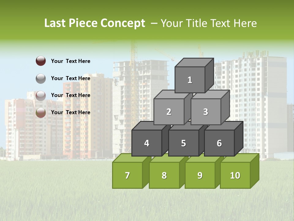 Residential Buildings, Some Of Them Under Construction, With Beautiful Green Field Foreground PowerPoint Template