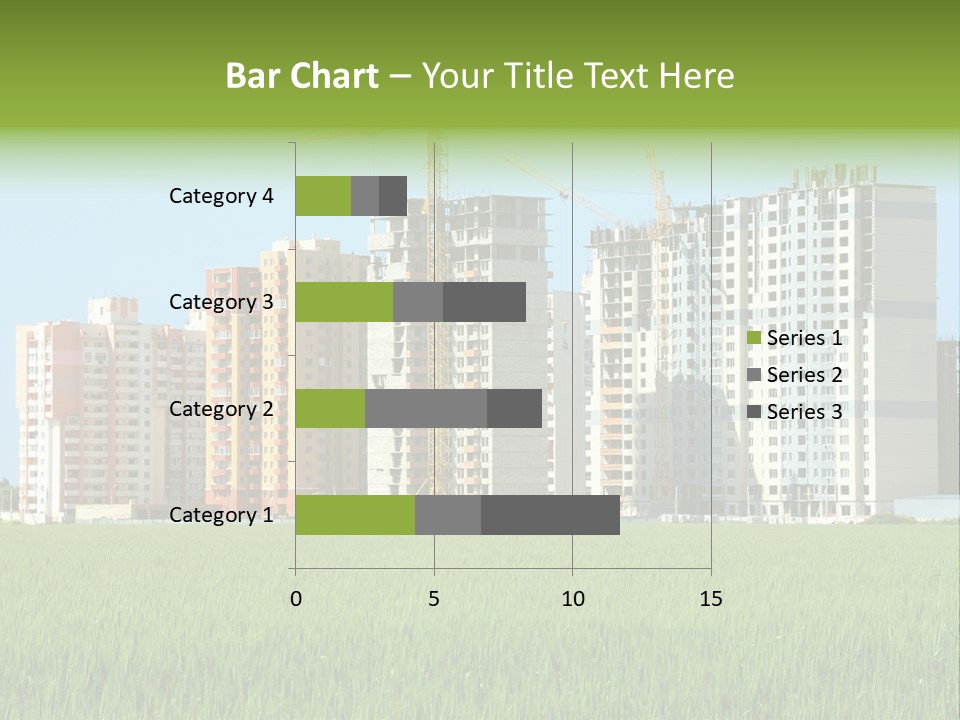 Residential Buildings, Some Of Them Under Construction, With Beautiful Green Field Foreground PowerPoint Template