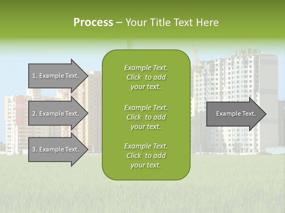Residential Buildings, Some Of Them Under Construction, With Beautiful Green Field Foreground PowerPoint Template