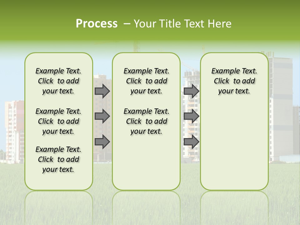 Residential Buildings, Some Of Them Under Construction, With Beautiful Green Field Foreground PowerPoint Template