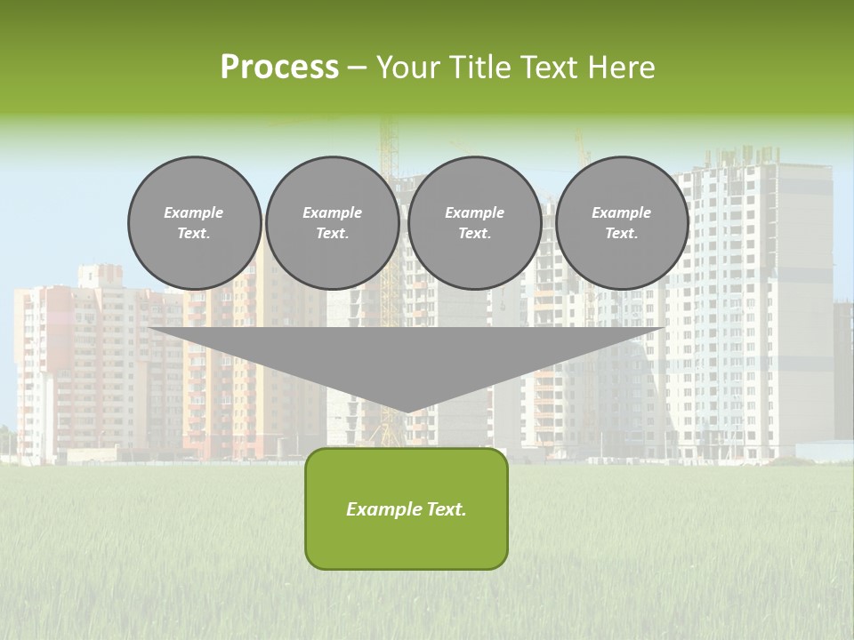 Residential Buildings, Some Of Them Under Construction, With Beautiful Green Field Foreground PowerPoint Template