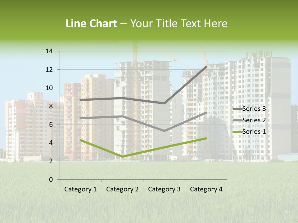 Residential Buildings, Some Of Them Under Construction, With Beautiful Green Field Foreground PowerPoint Template